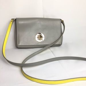 KATE SPADE NY GRAY SHOULDER PURSE PYRAMIDSTUD LOCK